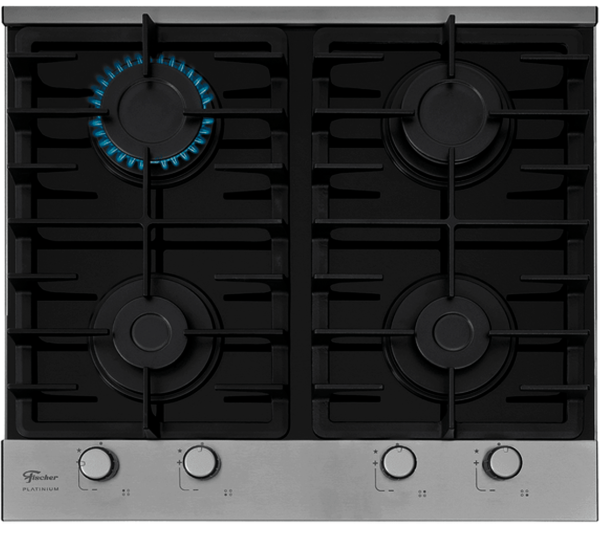 Encontraproduto.com.br - Cooktop a Gás Fischer 4 Bocas Platinium com Trempe de ferro fundido Mesa Vidro