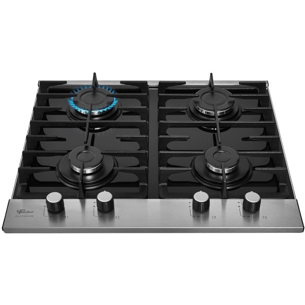 Encontraproduto.com.br - Cooktop a Gás Fischer 4 Bocas Platinium com Trempe de ferro fundido Mesa Vidro