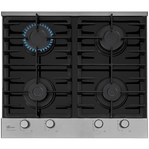 Encontraproduto.com.br - Cooktop a Gás Fischer 4 Bocas Platinium com Trempe de ferro fundido Mesa Vidro