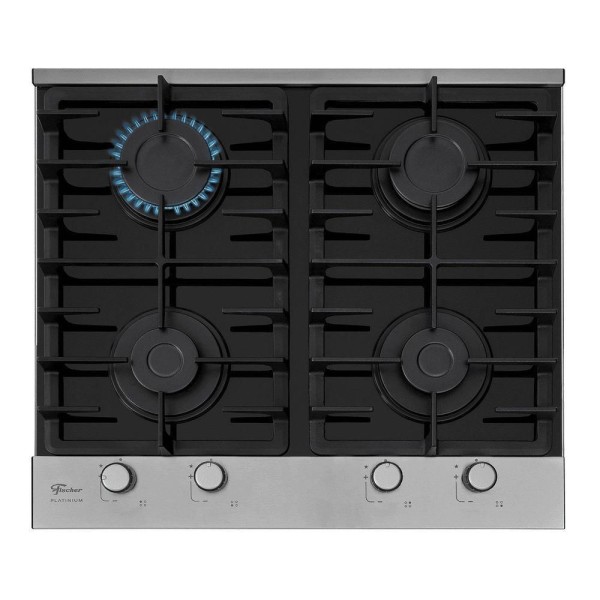 Encontraproduto.com.br - Cooktop a Gás Fischer 4 Bocas Platinium com Trempe de ferro fundido Mesa Vidro