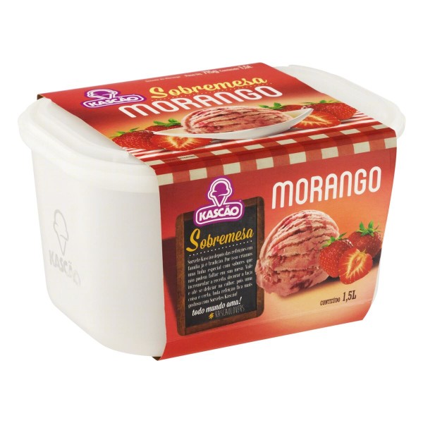 Encontraproduto.com.br - Sorvete Morango Kascão Sobremesa 1,5 Litros