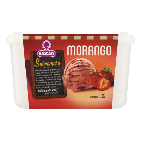 Encontraproduto.com.br - Sorvete Morango Kascão Sobremesa 1,5 Litros