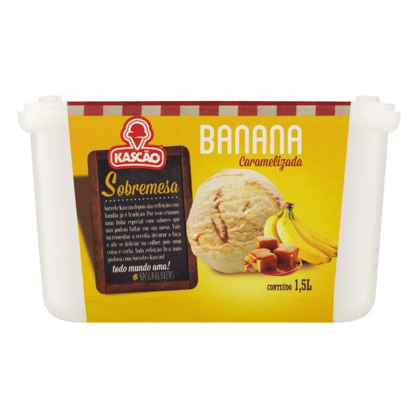 Encontraproduto.com.br - Sorvete Kascão Sobremesa Banana Caramelizada 1,5L