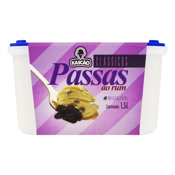 Encontraproduto.com.br - Sorvete Passas ao Rum Kascão Clássicos 1,5 Litros