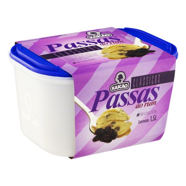 Encontraproduto.com.br - Sorvete Passas ao Rum Kascão Clássicos 1,5 Litros