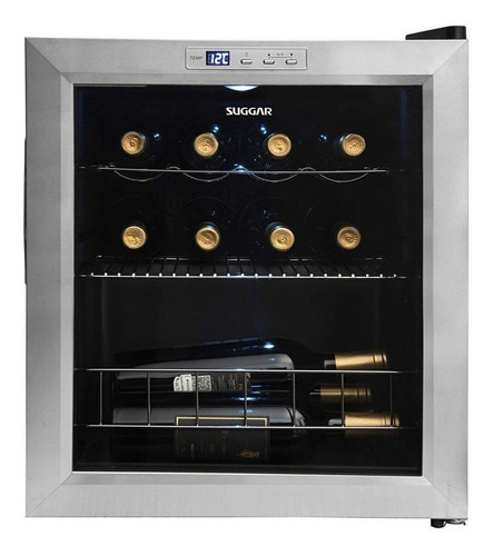 Adega Suggar Lyon Digital 13 Garrafas Preta E Inox 220V AD1522IX