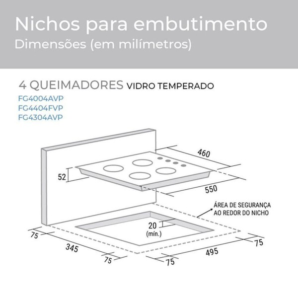 Encontraproduto.com.br - Fogão De Mesa Cooktop 4B Vidro Preto à Gás Suggar Fg4304vp