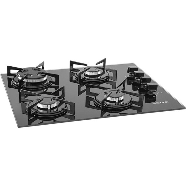 Encontraproduto.com.br - Fogão De Mesa Cooktop 4B Vidro Preto à Gás Suggar Fg4304vp