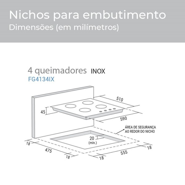 Encontraproduto.com.br - Fogão De Mesa Cooktop 4 Bocas Aço Inox à Gás Suggar Fg4134ix