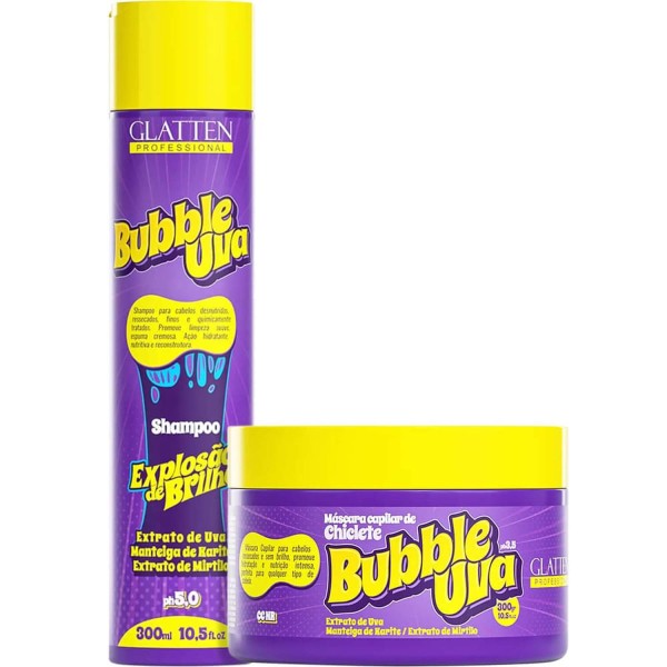 Encontraproduto.com.br - Glatten Bubble Uva - Kit Capilar de Chiclete Explosão de Brilho Duo (2 Produtos)