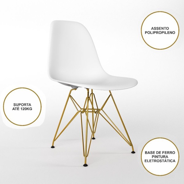 Encontraproduto.com.br - Mesa De Jantar Redonda 90cm Com 4 Cadeiras Ferros Dourados