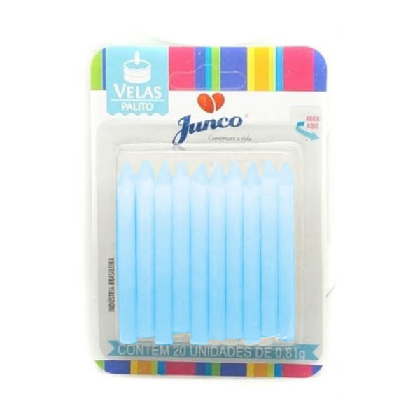 Encontraproduto.com.br - VELA ANIVERSARIO JUNCO COM 20 PALITO AZUL