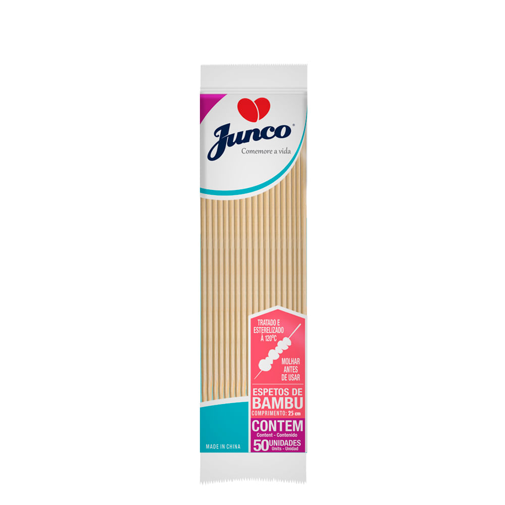 Encontraproduto.com.br - Espeto Churrasco Junco Bambu 25cm Com 50