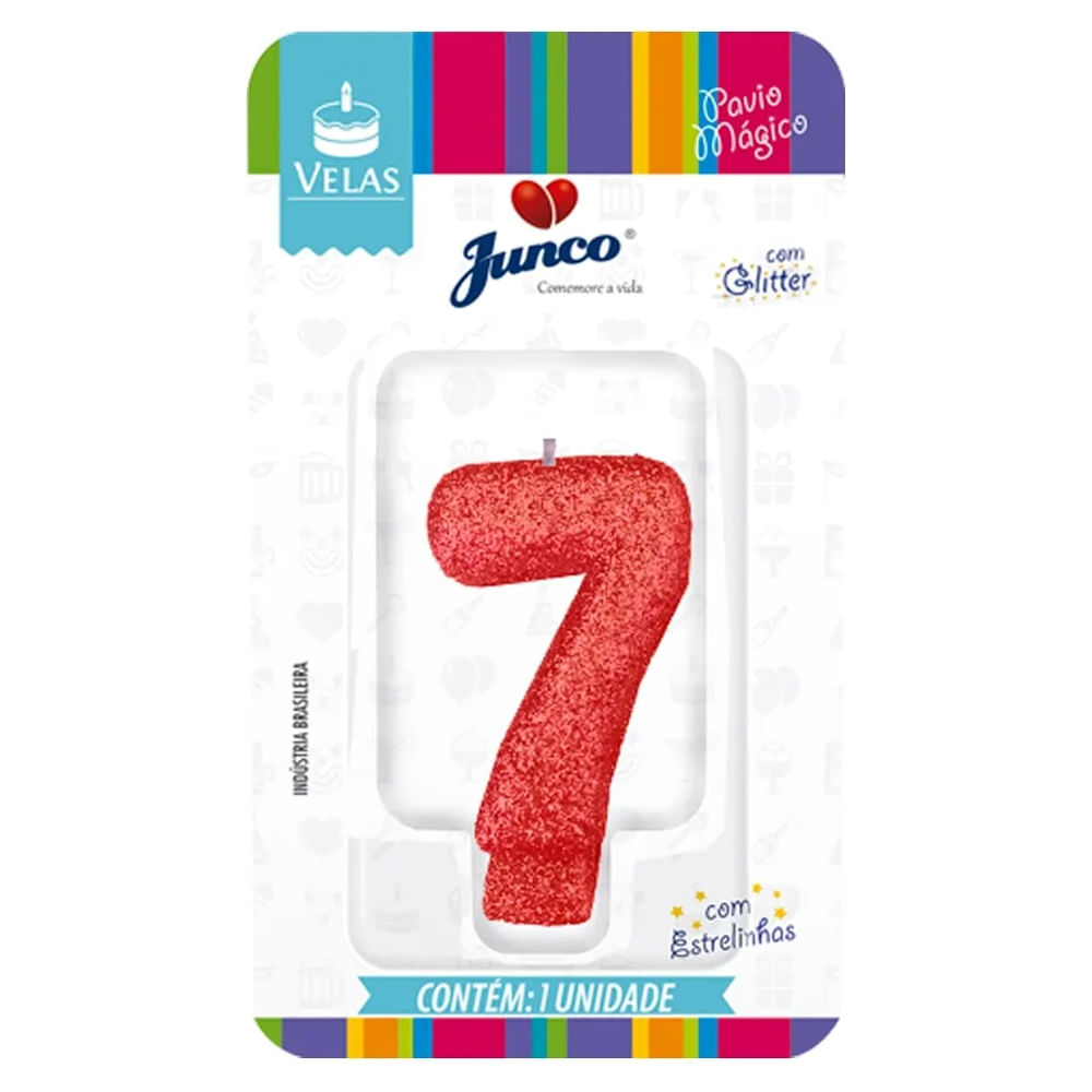 Encontraproduto.com.br - Vela de Aniversário Junco Pink c/ Glitter N.7
