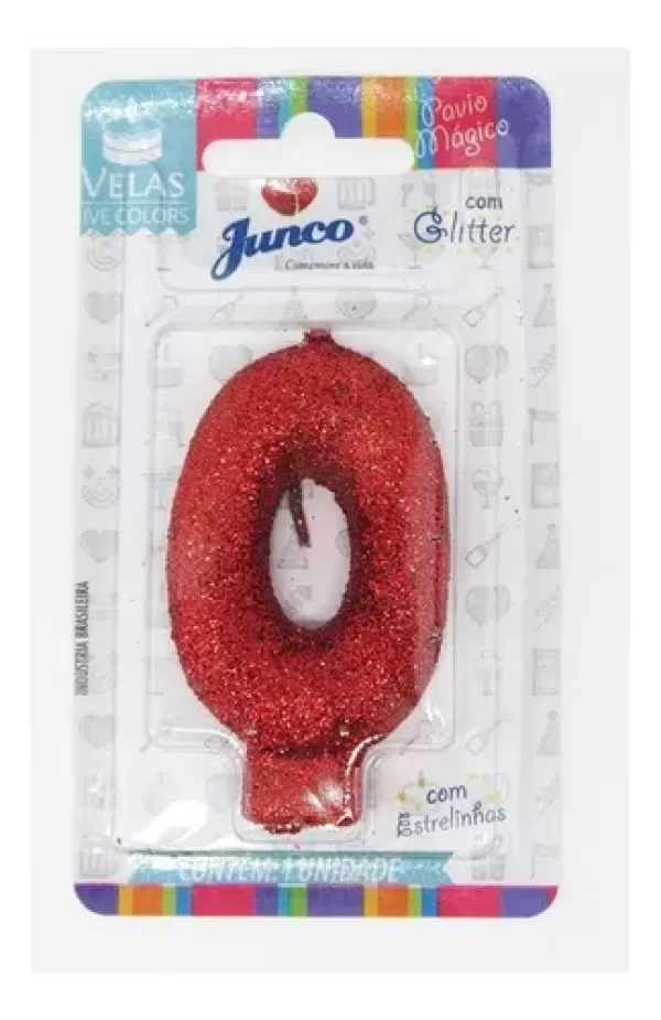 Vela Aniversário Junco Com Gliter Vermelha N 8