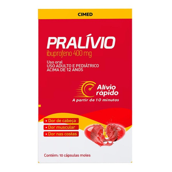 Encontraproduto.com.br - Pralívio Ibuprofeno Cimed 400mg 10 Cápsulas