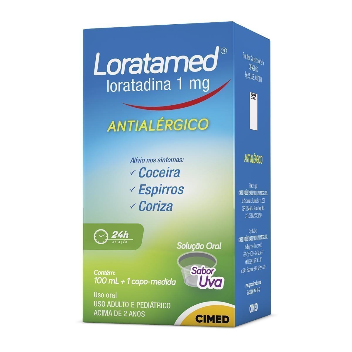 Encontraproduto.com.br - Loratamed 1mg/ml Xarope Sabor Uva 100ml