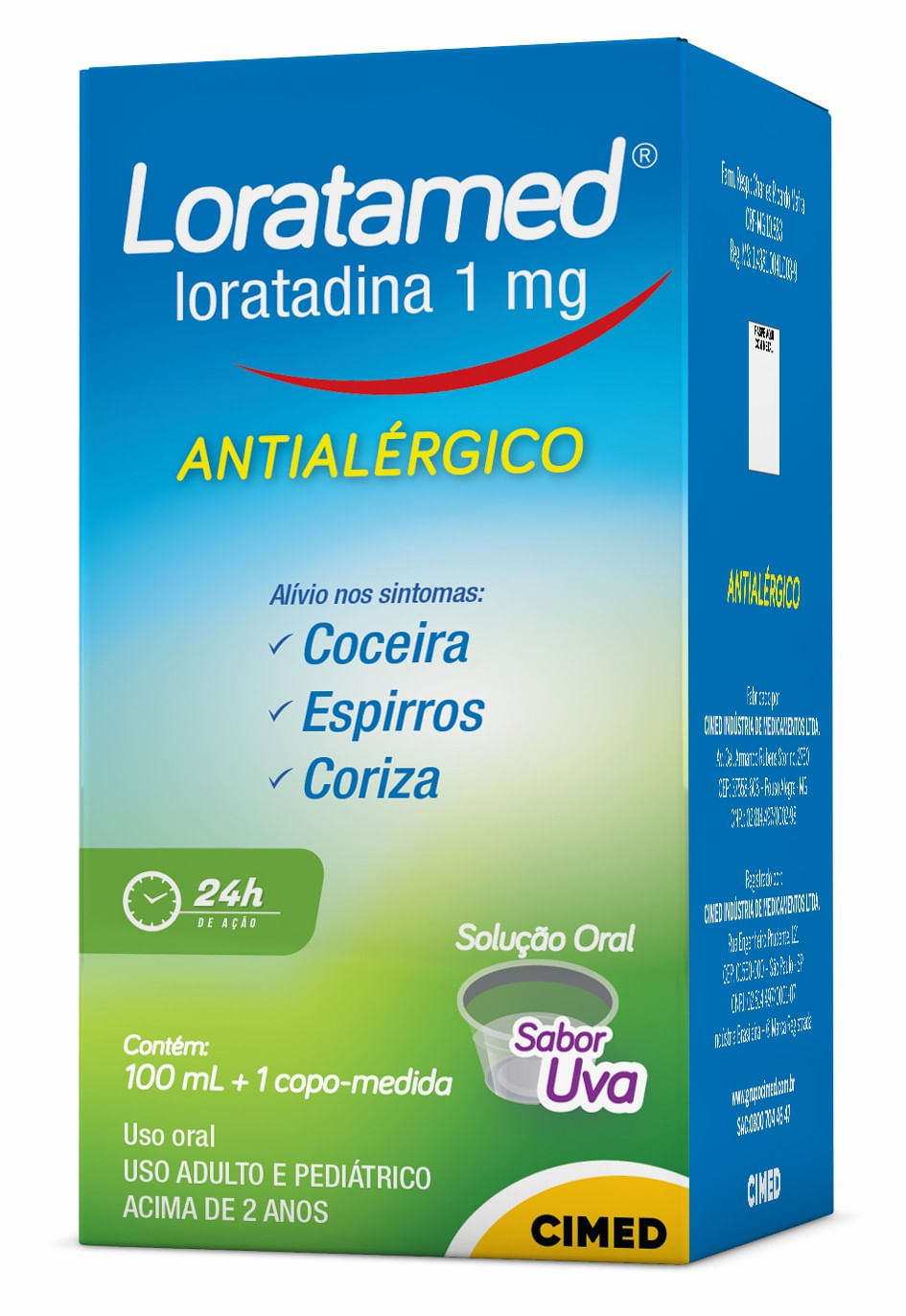 Encontraproduto.com.br - Loratamed 1mg/ml Xarope Sabor Uva 100ml