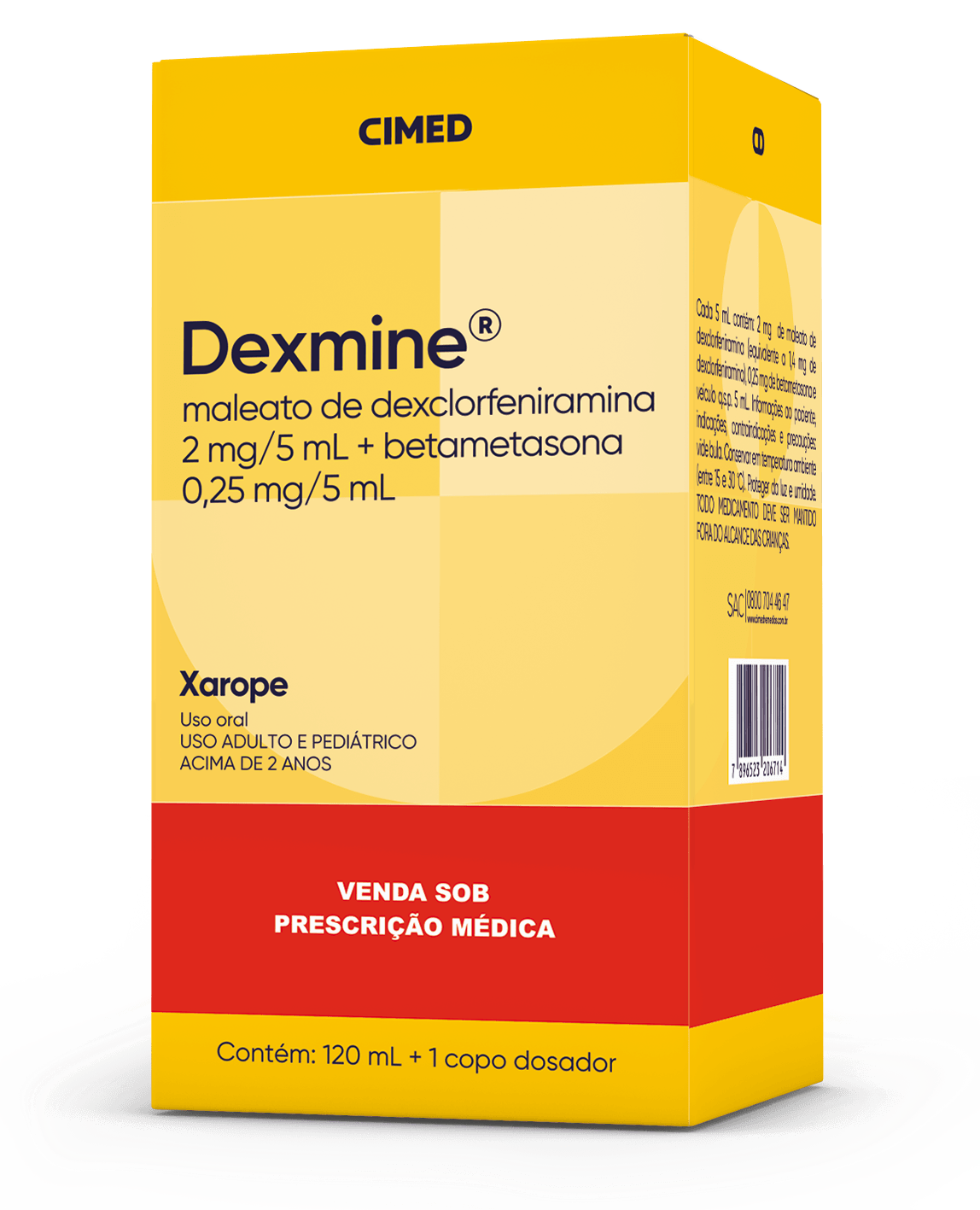 Encontraproduto.com.br - Dexmine Cimed 2mg+ 0,25mg xarope 120ml