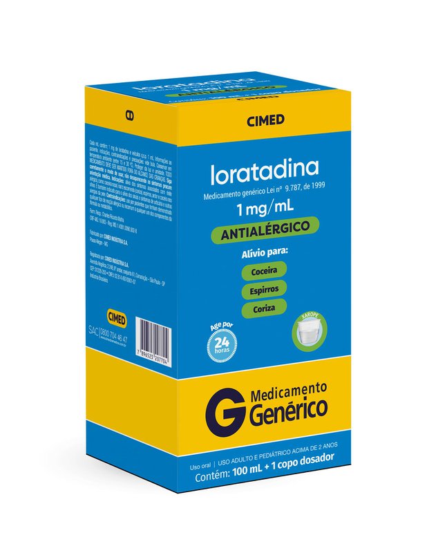 Encontraproduto.com.br - Loratadina 1mg/ml Frasco 100ml + Copo Dosador - Cimed