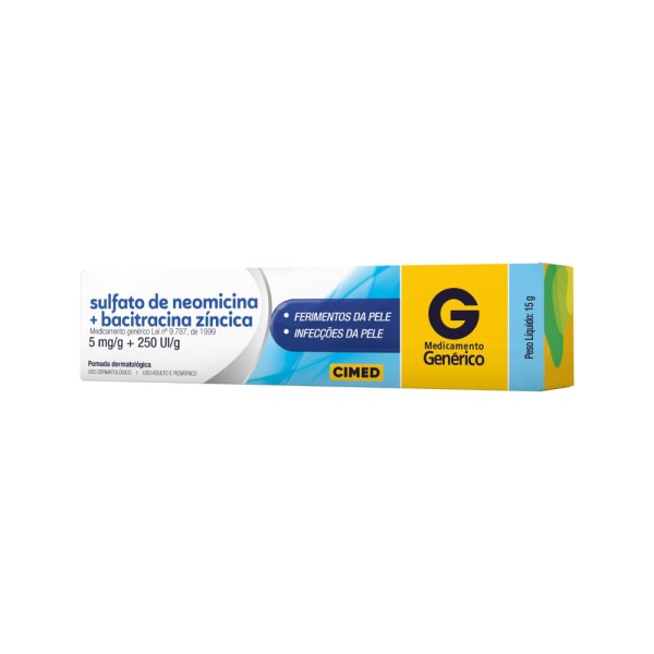 Encontraproduto.com.br - Antibacteriano Sulfato de Neomicina 5mg + Bacitracina 250UI/g Genérico Cimed 15g