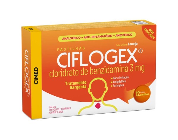 Encontraproduto.com.br - Ciflogex 30Mg Caixa Com 12 Pastilhas Sabor Laranja