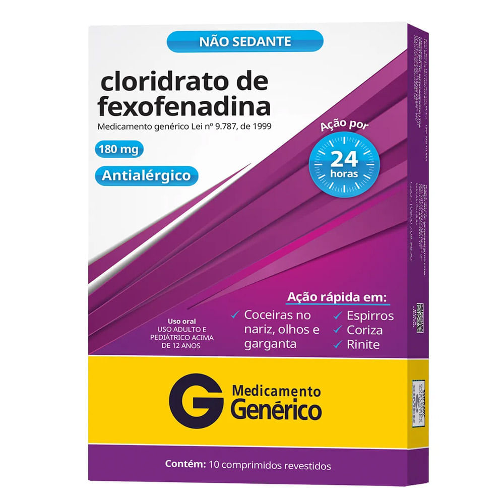 Encontraproduto.com.br - Antialérgico Cloridrato de Fexofenadina 180mg Genérico Cimed 10 Comprimidos Revestidos