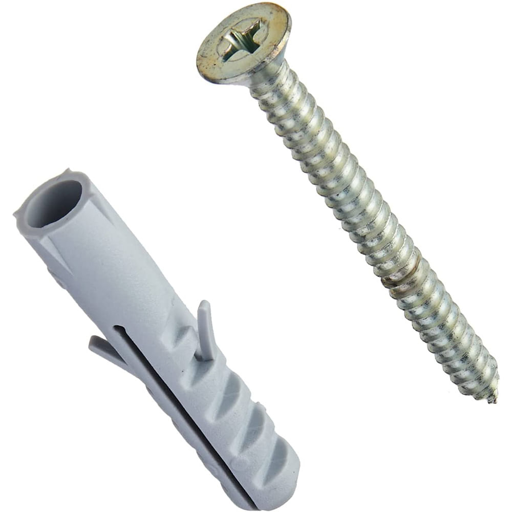 Parafuso Atarraxante Fixtil Philips Cabeça Chata 4,8x38mm com Bucha 8mm Kit com 5 unidades