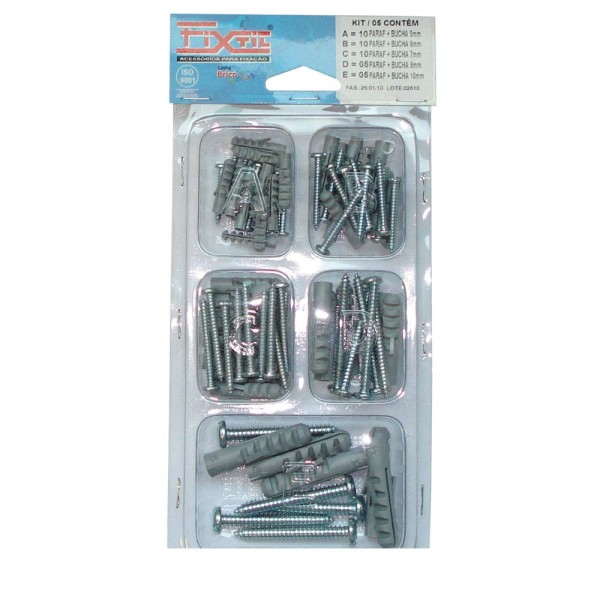 Encontraproduto.com.br - Parafuso atarraxante com bucha de fixação KIT/05 Fixtil