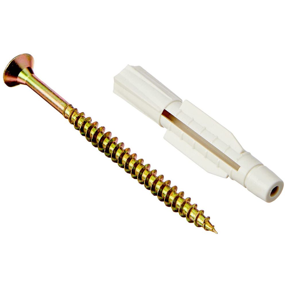 Encontraproduto.com.br - Parafuso Aglomerado Chata Com Bucha Para Oco 5x70mm 4 Unidades Fixtil