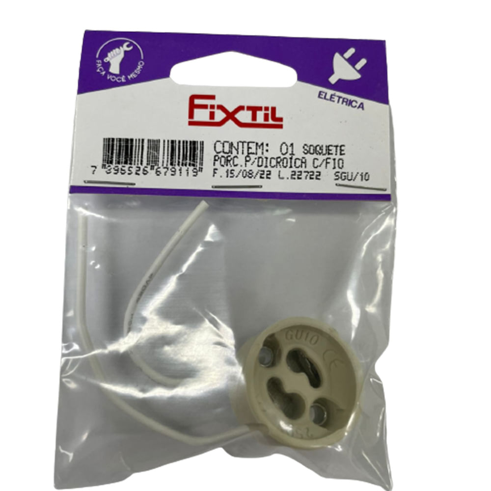 Encontraproduto.com.br - Soquete De Porcelana Para Lâmpada Dicroica Gu10 Com Fio Fixtil