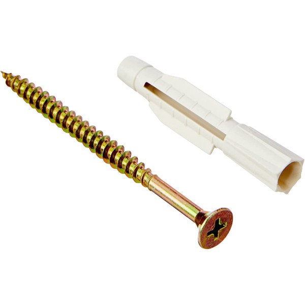 Encontraproduto.com.br - Parafuso Aglomerado Phillips Cabeça Chata Com Bucha 5x70/8mm 20 Unidades Fixtil