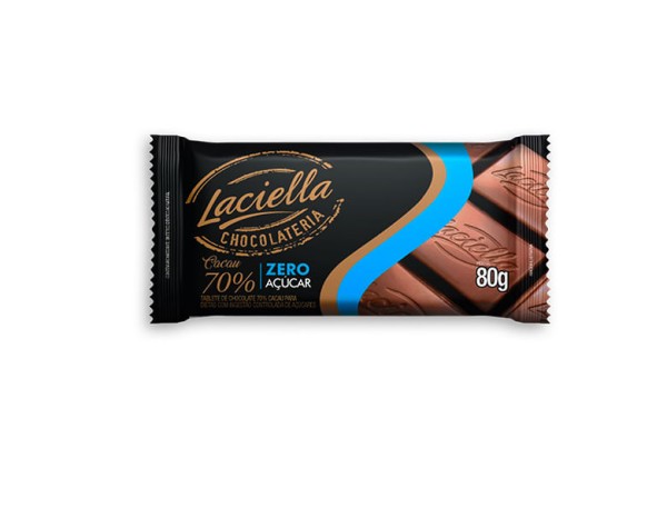 Encontraproduto.com.br - Chocolate Tablete 70% Cacau Zero Açúcar 80g - Laciella