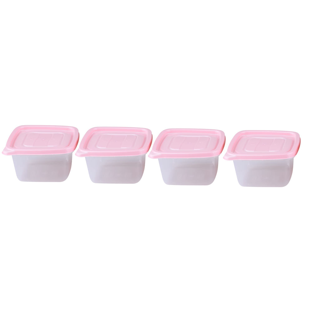Encontraproduto.com.br - Conjunto de Potes São Bernardo Multiclick em Plástico Quadrado com 4 Peças 500ml - Item Sortido