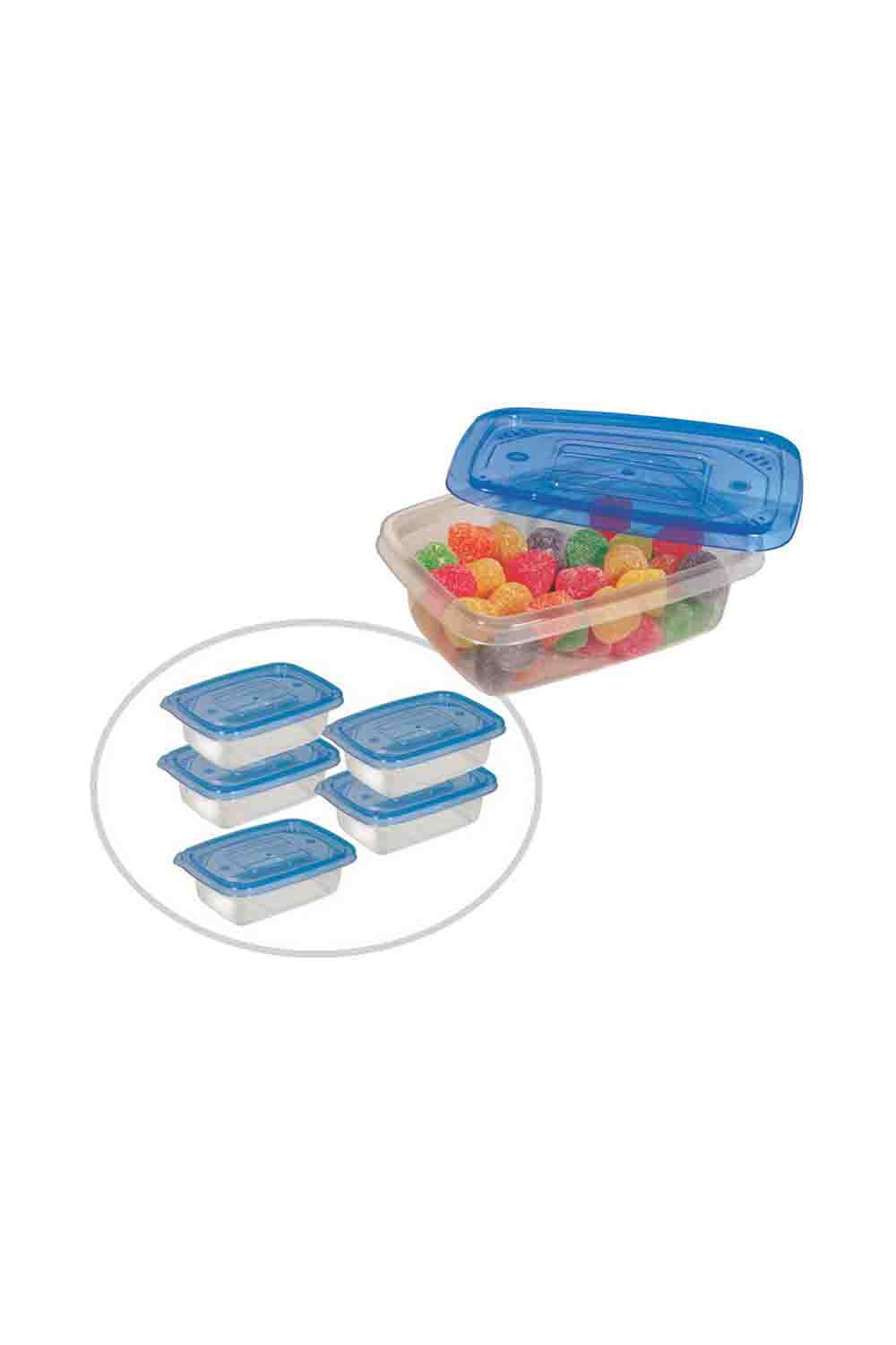 Encontraproduto.com.br - Conjunto de Potes São Bernardo em Plástico Retangular com 5 Peças 240ml - Item Sortido