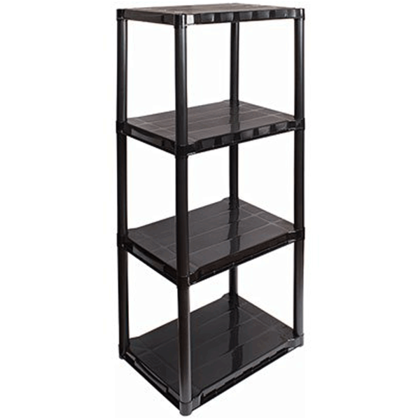 Encontraproduto.com.br - Estante de Plástico São Bernardo Multiuso com 4 Prateleiras Preta 53,3x38x1,22cm