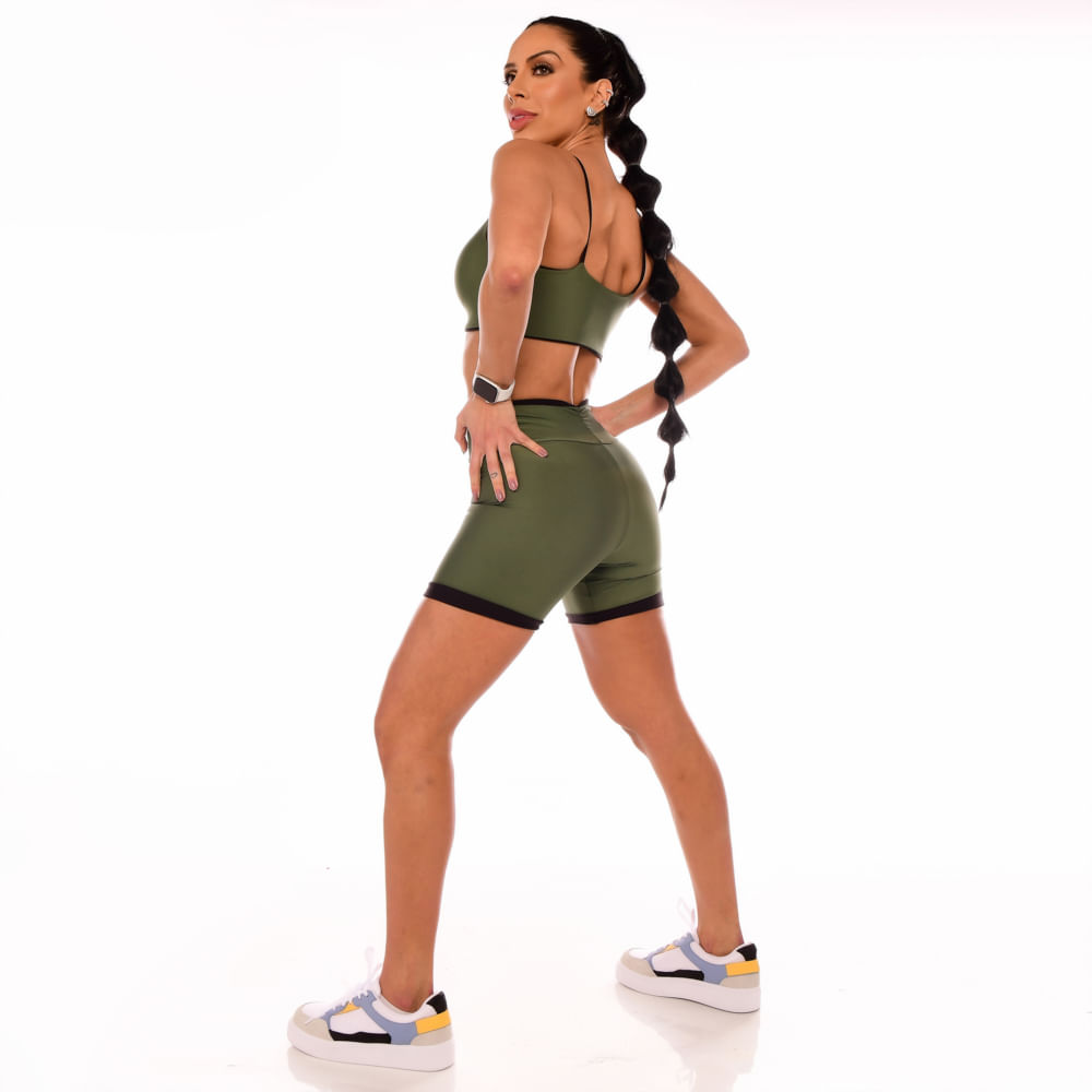 Encontraproduto.com.br - Top Fitness Feminino Dupla Face Preto e Verde