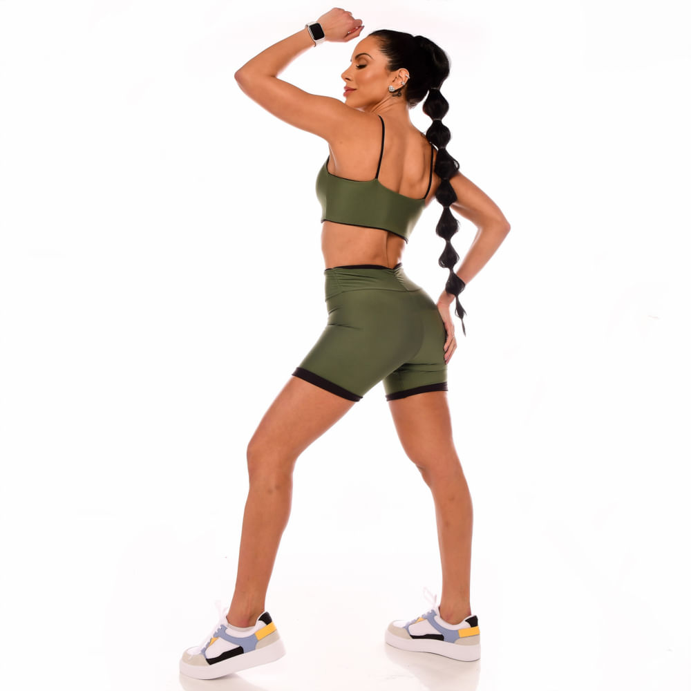 Encontraproduto.com.br - Top Fitness Feminino Dupla Face Preto e Verde