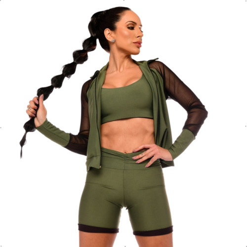 Encontraproduto.com.br - Top Fitness Feminino Dupla Face Preto e Verde