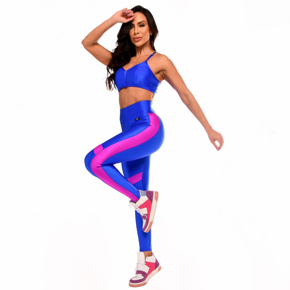 Encontraproduto.com.br - Top Fitness Feminino Tiras Colors Azul