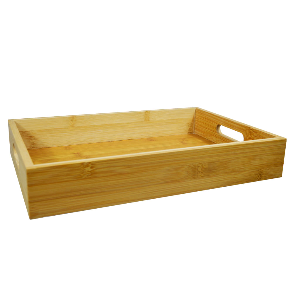 Encontraproduto.com.br - Bandeja Retangular Com Alças Útil Bazar em Bambu