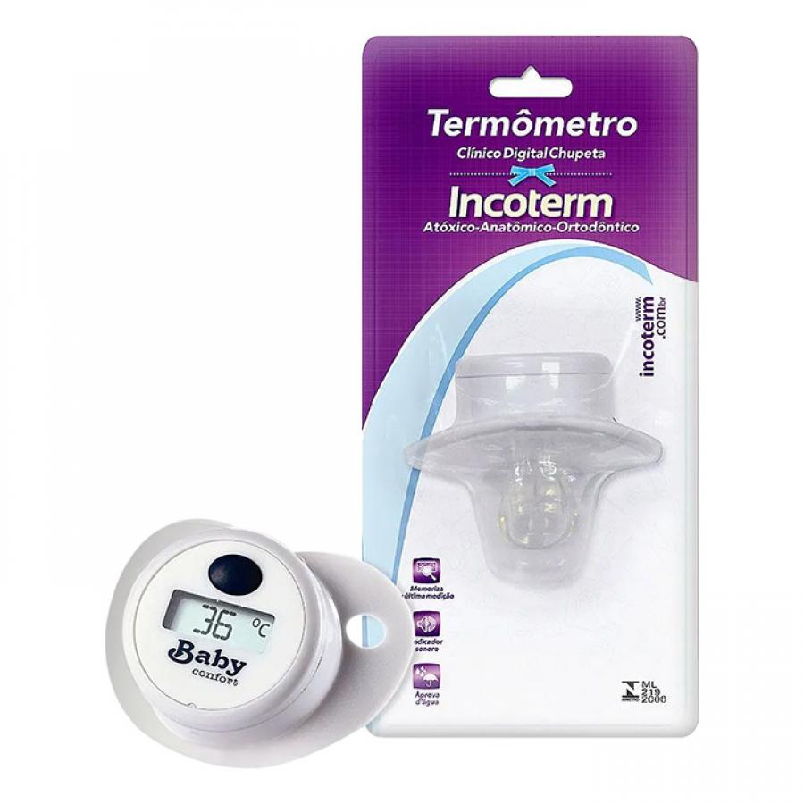 Encontraproduto.com.br - Termômetro Incoterm Digital Chupeta Baby Confort para Monitoramento da Temperatura de Crianças com 1 Unidade