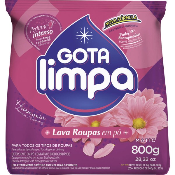 Encontraproduto.com.br - Lava Roupas em Pó Gota Limpa Harmonia Pacote com 800g