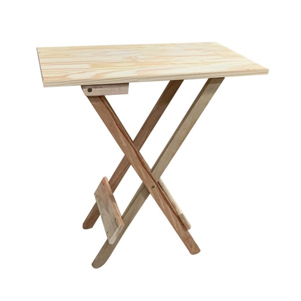 Encontraproduto.com.br - Conjunto De Mesa Dobrável Em Madeira Padrão Com Mesa Aparador 120X70 - Sem Pintura - Marrom
