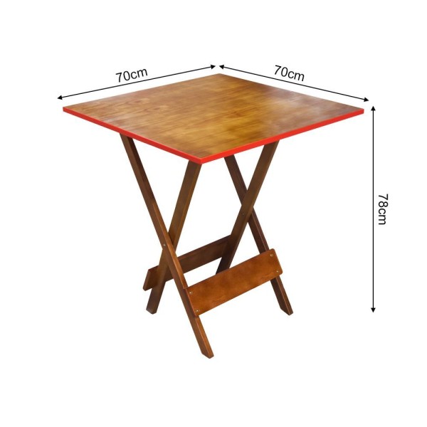 Encontraproduto.com.br - Jogo De Mesa Dobravel 70X70 Em Madeira Robusta Com 4 Cadeiras Red - Castanho - Marrom