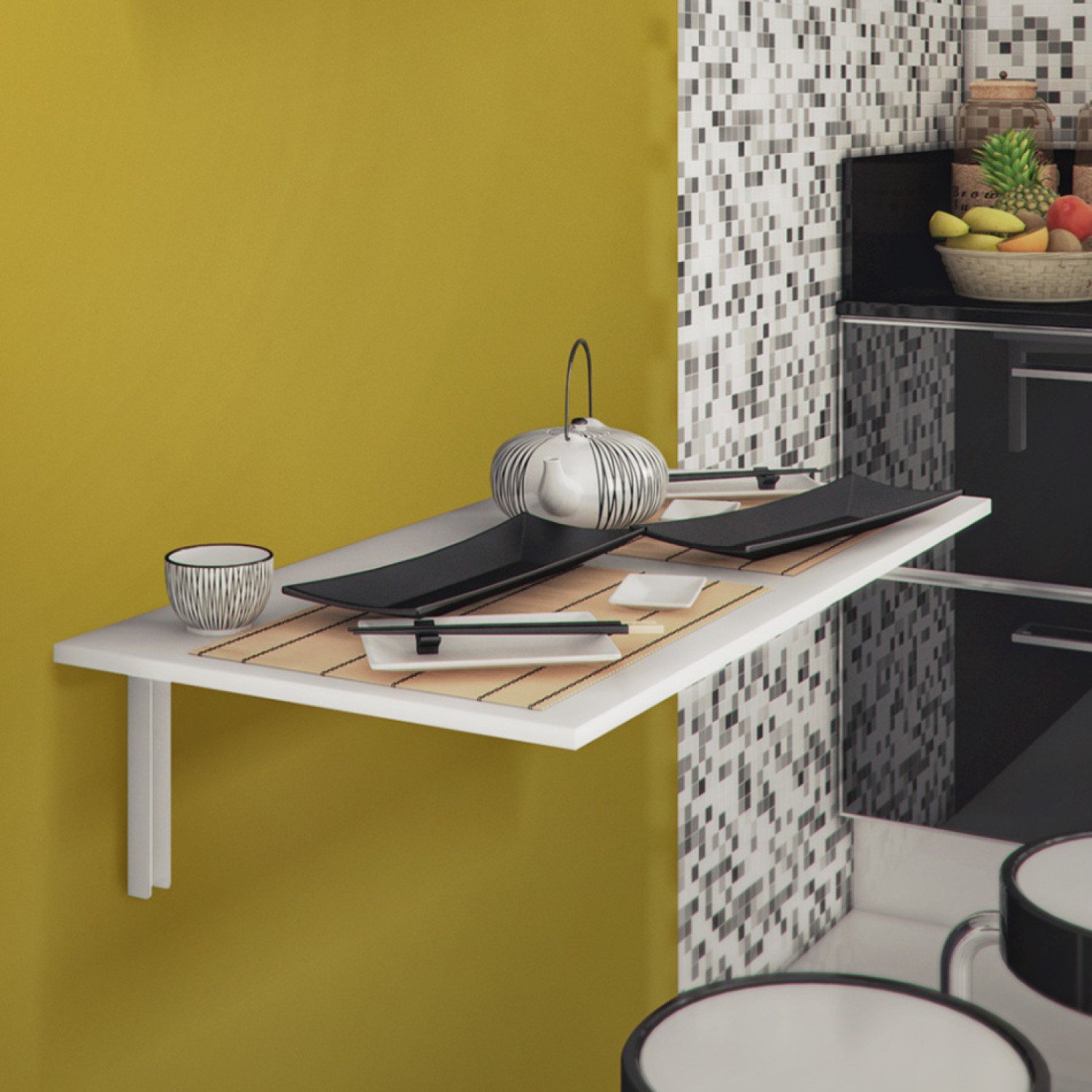 Encontraproduto.com.br - Mesa Dobrável MDP Fico Bancada Parede Branco 90x45x1,5cm