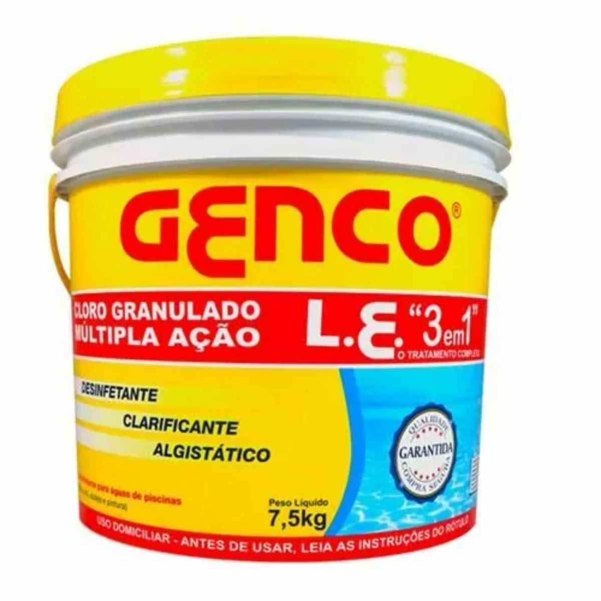 Encontraproduto.com.br - Cloro Granulado 3 em 1 l.E. bd 7,5kg Genco