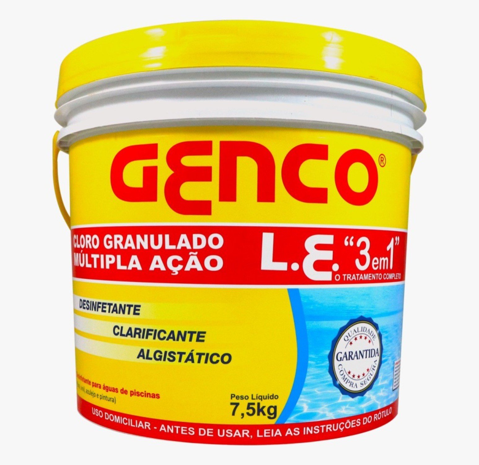 Encontraproduto.com.br - Cloro Granulado 3 em 1 l.E. bd 7,5kg Genco