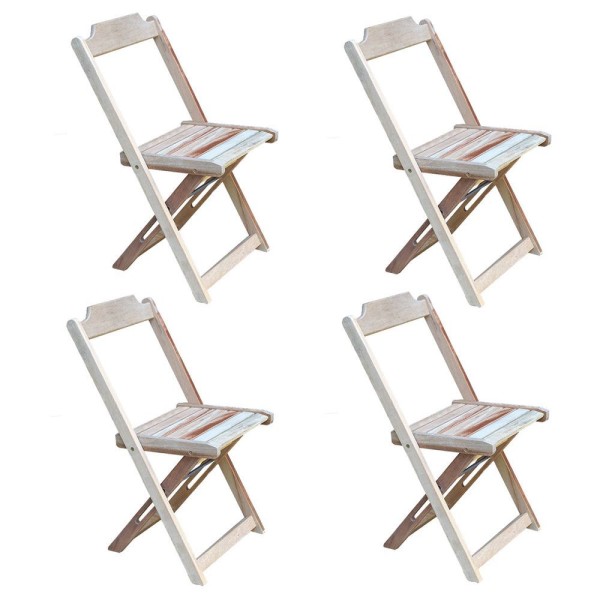 Encontraproduto.com.br - Conjunto Jogo De Mesa Com 4 Cadeiras De Madeira Dobravel 70X70 Sem Pintura/Crua - Marrom