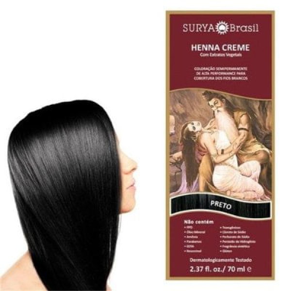 Tinta Henna Creme 70ml Preto - Surya
